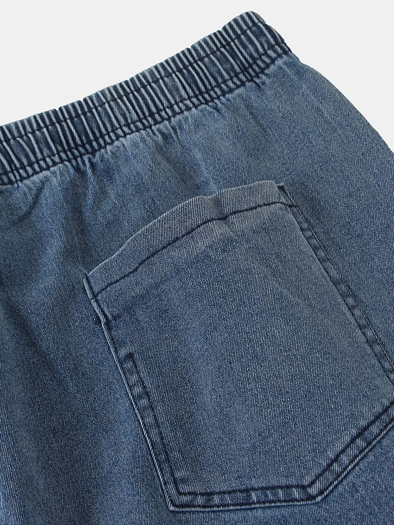 Herre Bomuld Cargo Style Snøre Elastiske Ankel Denim Bukser Med Multi Lommer