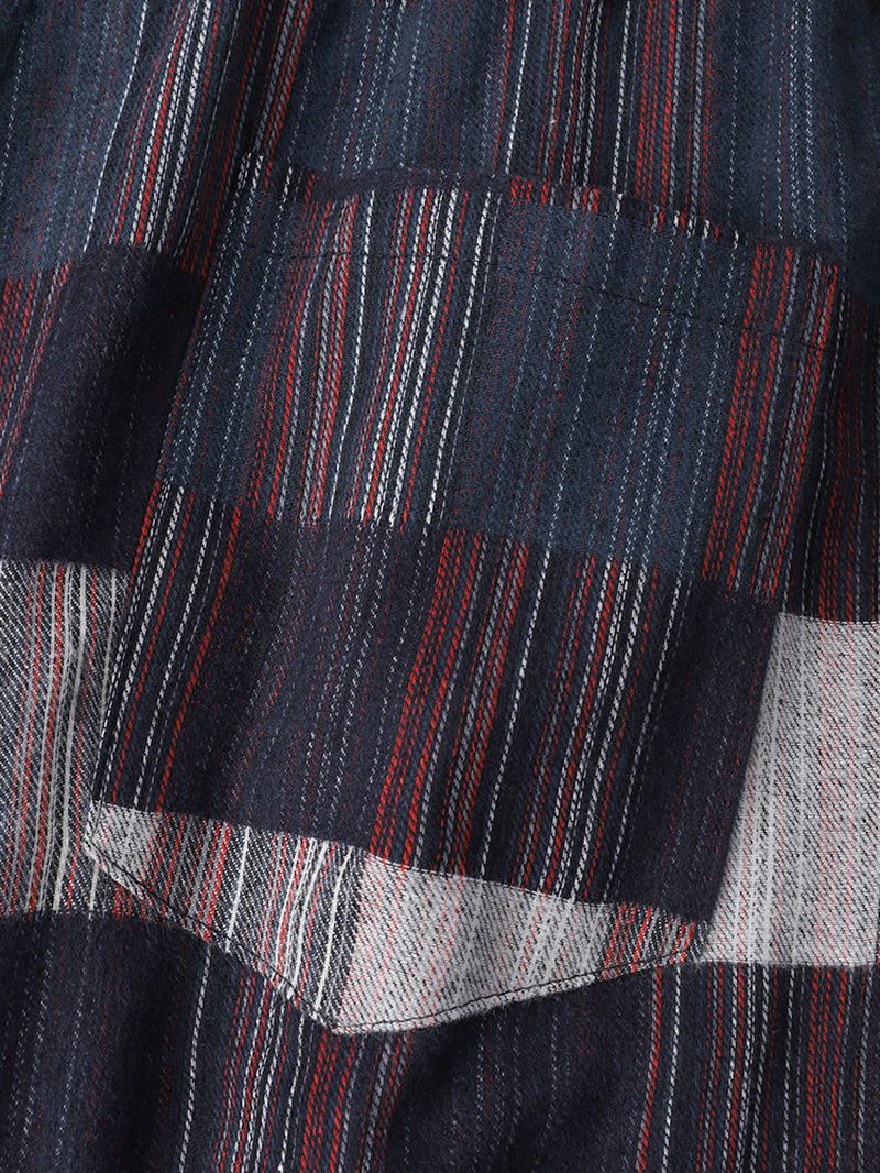 Herre Bomuld Vintage Plaid Stripe Pocket Joggerbukser Med Snoretræk