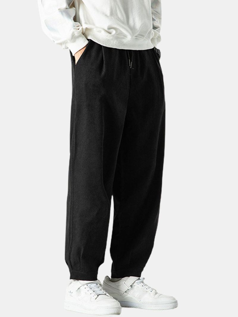 Herre Brief Style Ensfarvet Løs Snøre Mid Waist Casual Harem Pants