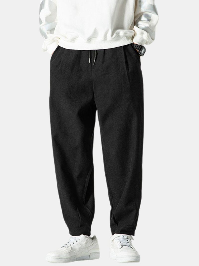 Herre Brief Style Ensfarvet Løs Snøre Mid Waist Casual Harem Pants