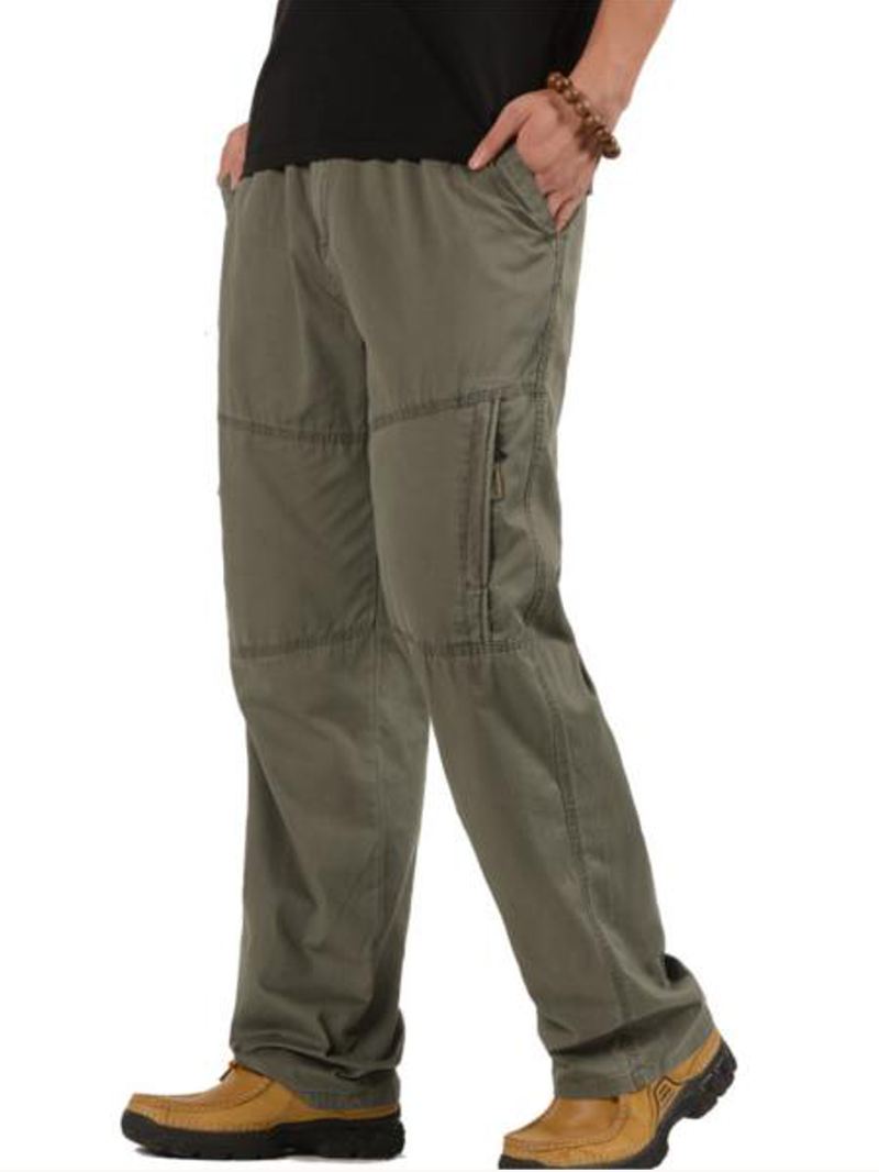 Herre Casual Lige Ben Løse Bukser Ensfarvet Elastisk Talje Multi Pocket-pants