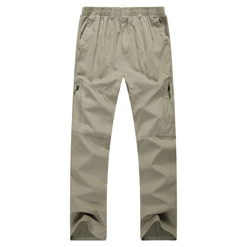 Herre Casual Lige Ben Løse Bukser Ensfarvet Elastisk Talje Multi Pocket-pants