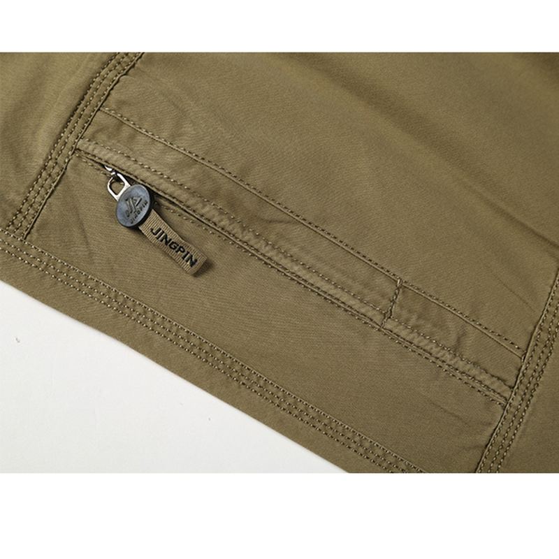 Herre Casual Lige Ben Løse Bukser Ensfarvet Elastisk Talje Multi Pocket-pants