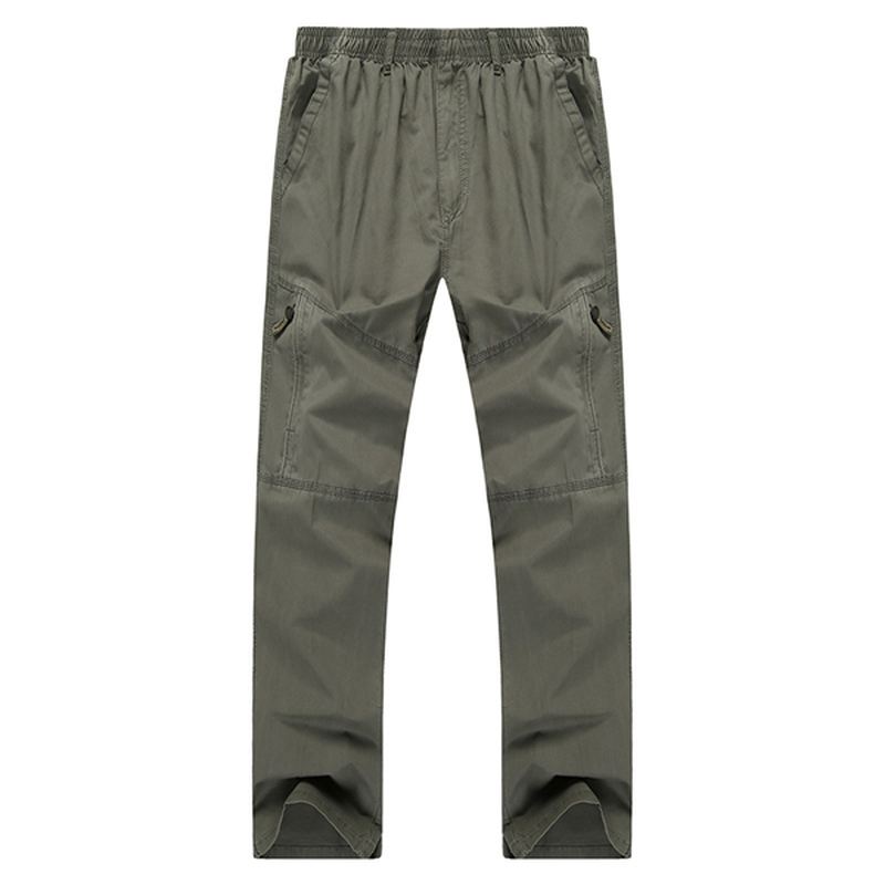 Herre Casual Lige Ben Løse Bukser Ensfarvet Elastisk Talje Multi Pocket-pants