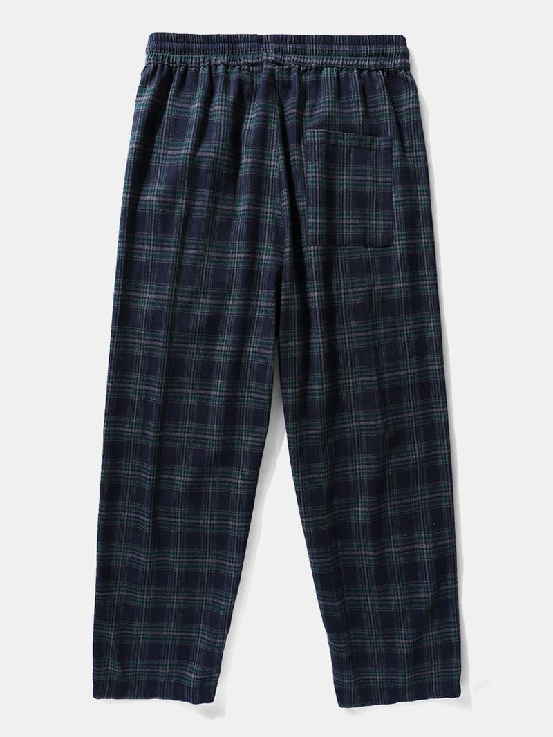 Herre Casual Retro Plaid Bottoms Ankellange Bukser