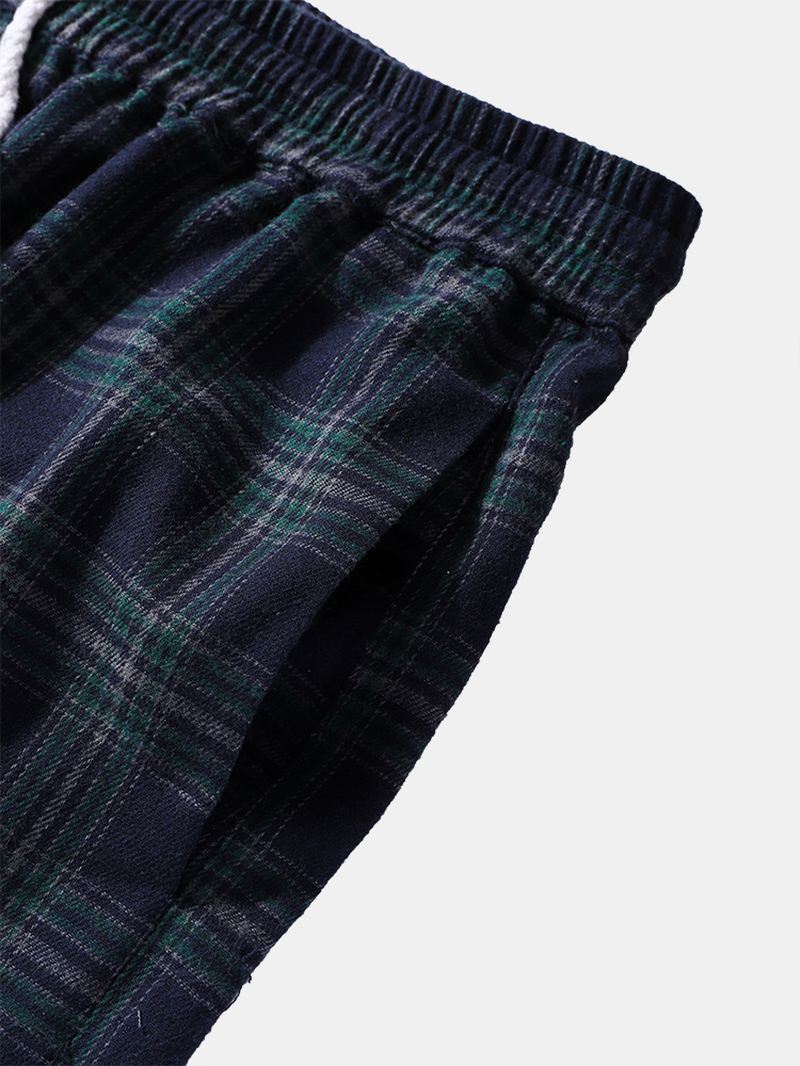 Herre Casual Retro Plaid Bottoms Ankellange Bukser