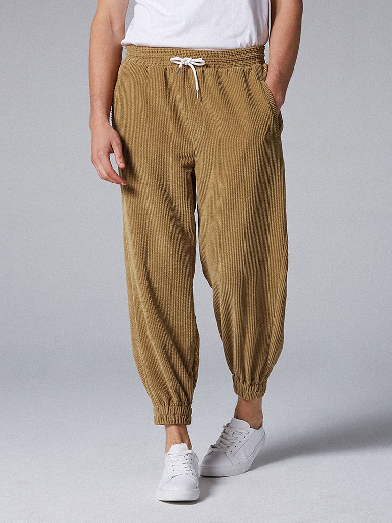 Herre Corduroy Elastiske Taljelommer Jogger Casual Bukser