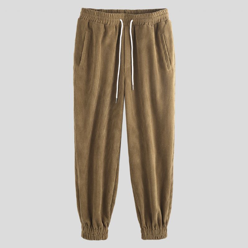 Herre Corduroy Elastiske Taljelommer Jogger Casual Bukser