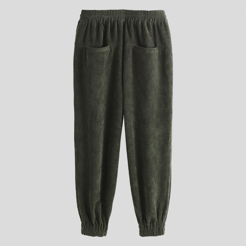 Herre Corduroy Elastiske Taljelommer Jogger Casual Bukser