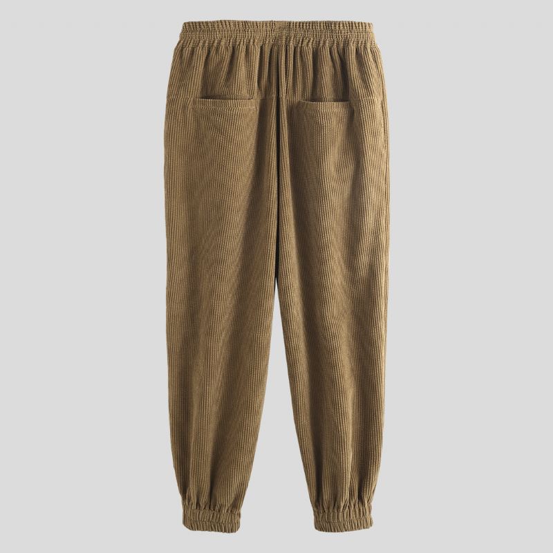 Herre Corduroy Elastiske Taljelommer Jogger Casual Bukser