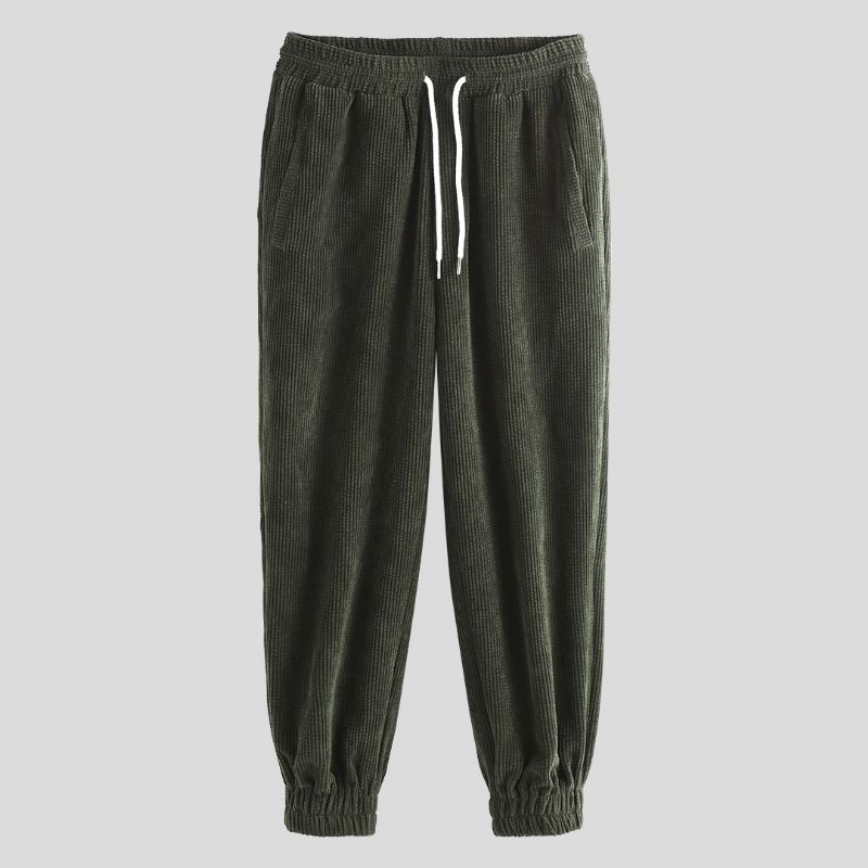 Herre Corduroy Elastiske Taljelommer Jogger Casual Bukser