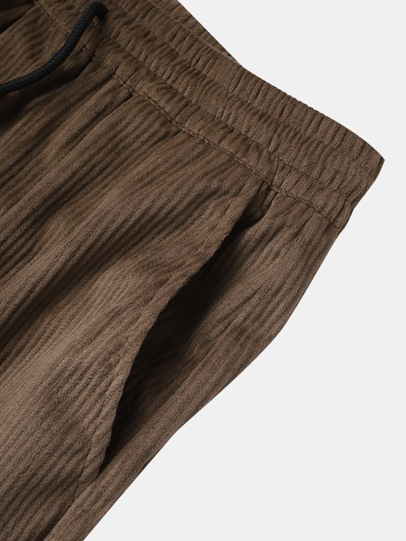 Herre Corduroy Texture Casual Bukser Med Snoretræk Med Lomme