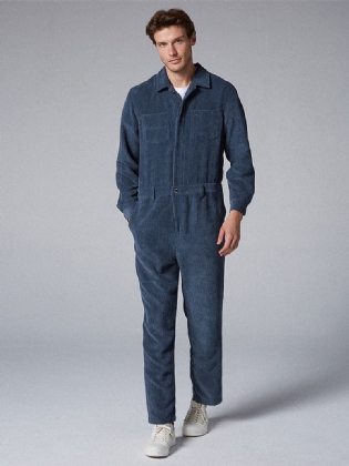 Herre Mode Fløjlsbukser Dobbelt Lommer Pore Farve Casual Jumpsuit