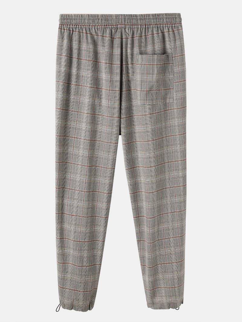 Herre Plaid Plisseret Lomme Med Snøre Manchet Casual Bukser