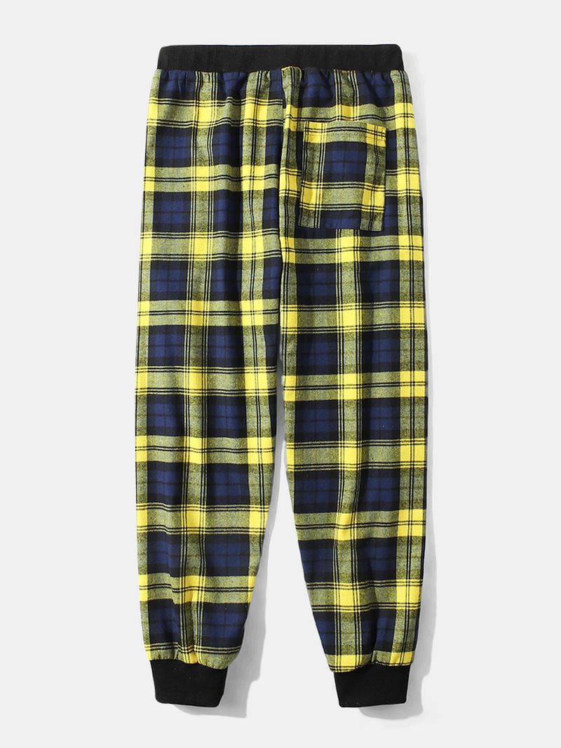 Herre Plaid Side Stribet Snøre Talje Joggerbukser