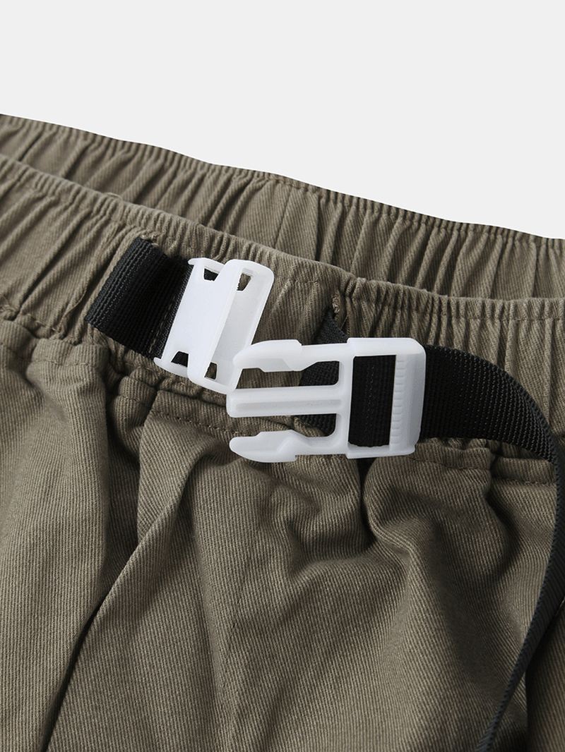 Herre Push Buckle Talje Cargo Style Manchetbukser Med Snøre Og Lomme