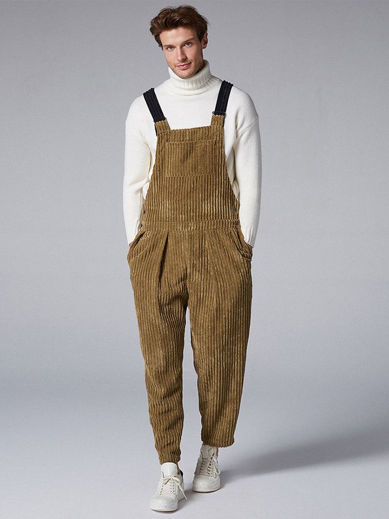 Herre Retro Corduroy Tykke Bukser Løse Overalls