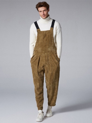 Herre Retro Corduroy Tykke Bukser Løse Overalls