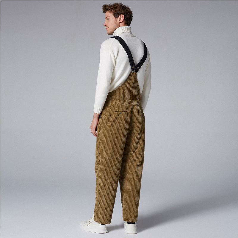 Herre Retro Corduroy Tykke Bukser Løse Overalls