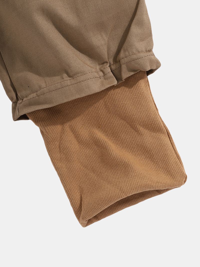 Herre Solid Multi Pocket Elastisk Talje Cargo Beam Feet Bukser Med Bånd