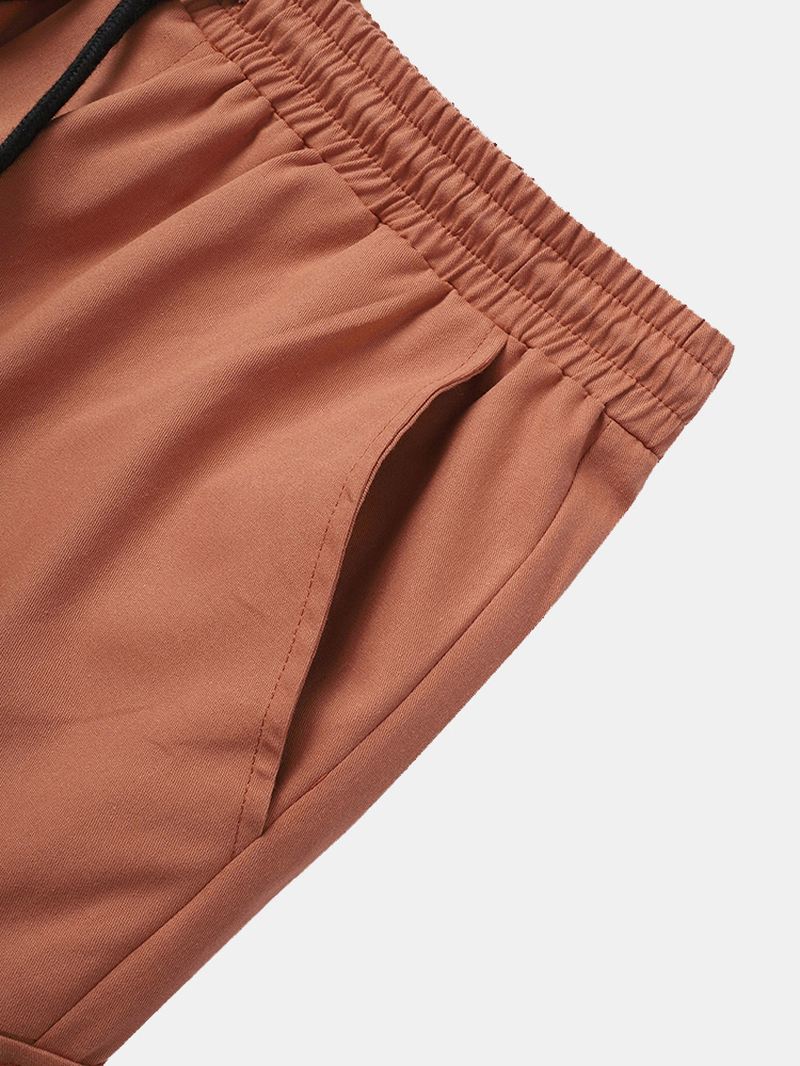 Herre Utility Solid Color 100% Bomuld Loose Cargo Pants