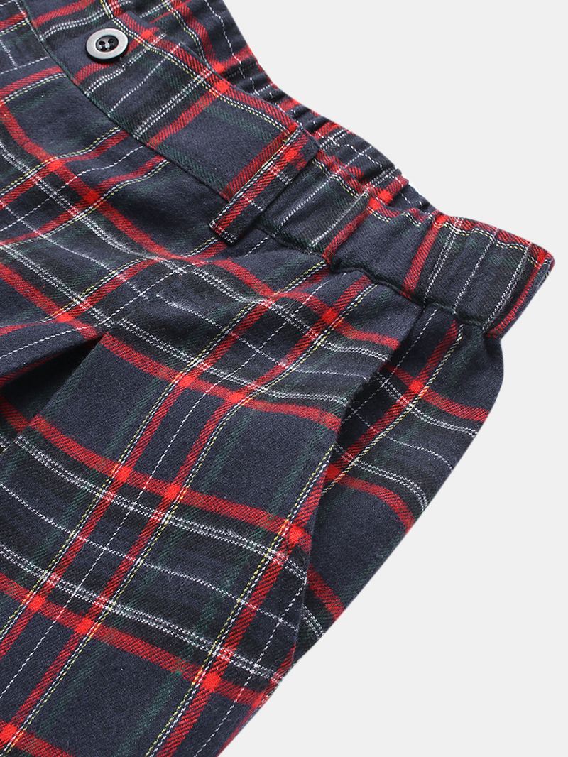 Herre Vintage Plaid Elastisk Talje Lynlås Flue Joggerbukser Med Lomme