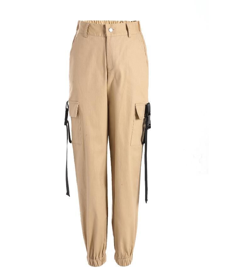 Højtaljede Cargobukser Damelommer Patchwork Løse Streetwear Pencil Pants 2023 Mode Hip Hop Damebukser