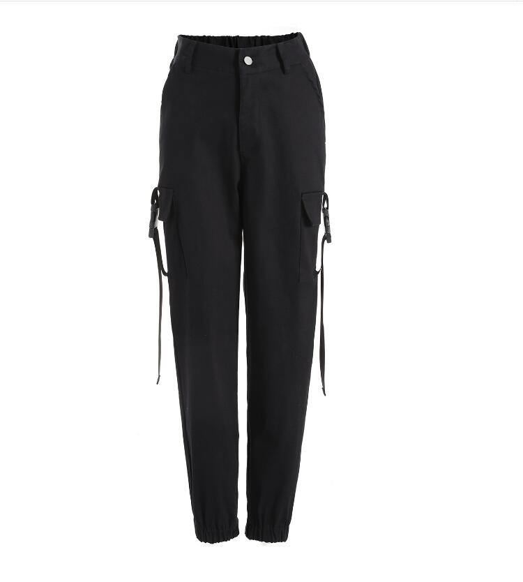 Højtaljede Cargobukser Damelommer Patchwork Løse Streetwear Pencil Pants 2023 Mode Hip Hop Damebukser