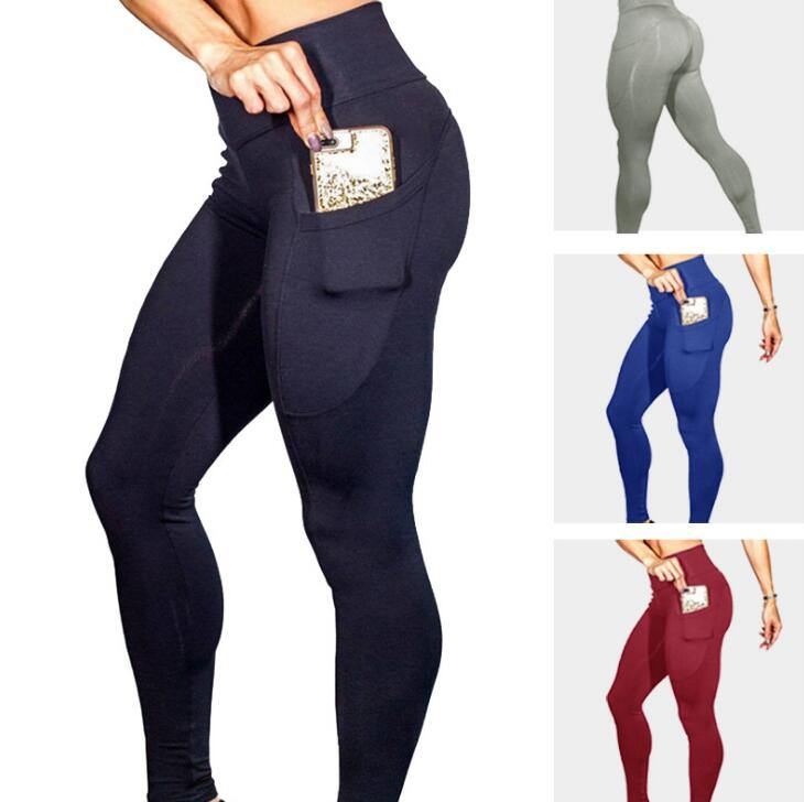 Højtaljede Leggings Push Up Fitness Legging Kvinde Elastisk Sexet Bodybuilding Bukser Træning Kvinder Leggings Med Telefonlomme