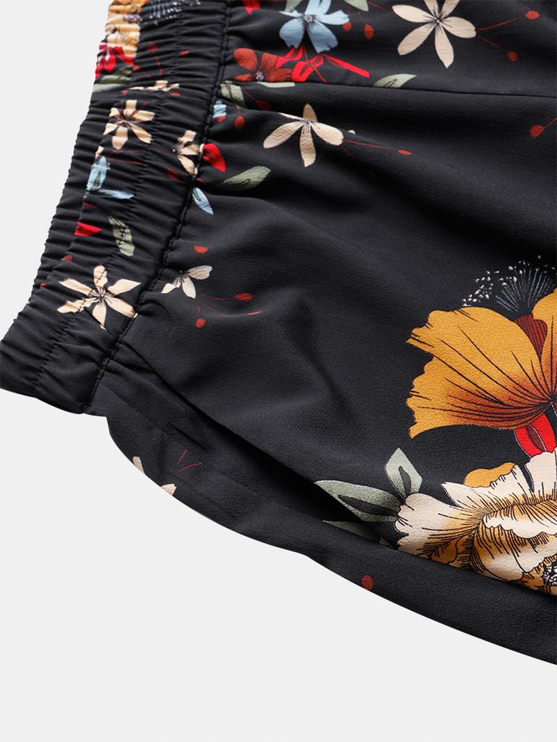 Kvinder Blomsterprint Bohemian Tie Manchetbukser Med Lomme