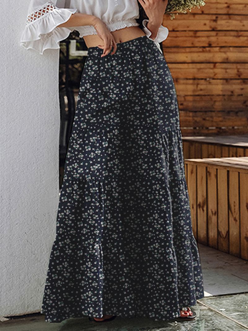 Kvinder Blomsterprint Wide Flare Leg Bukser Bohemian High Waist Culottes Nederdel