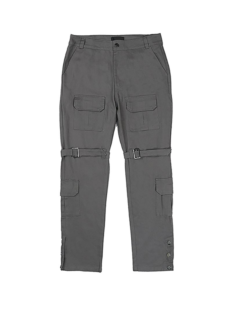 Lige-breasted Cargo Bukser Med Multi-pocket Stropper