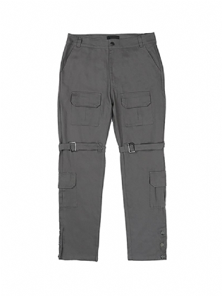 Lige-breasted Cargo Bukser Med Multi-pocket Stropper