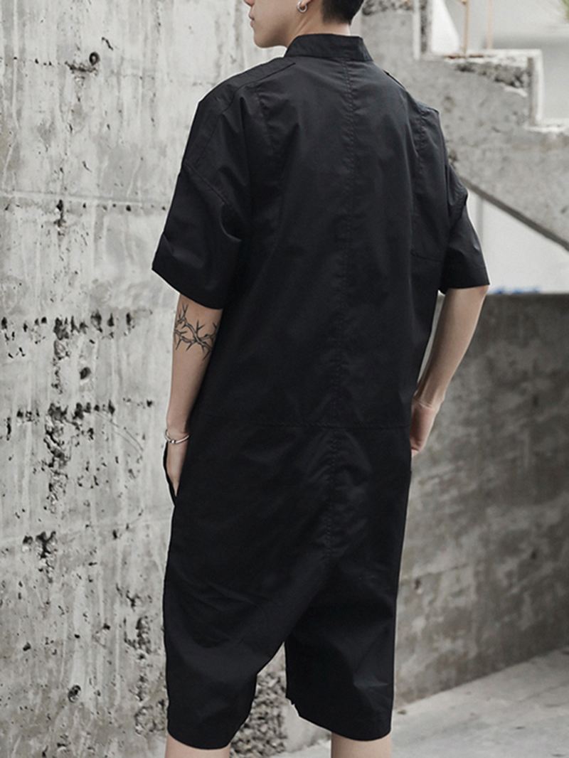 Løse Overalls Til Mænd Button Up Casual Cargo Jumpsuit Streetwear Rompers Bukser