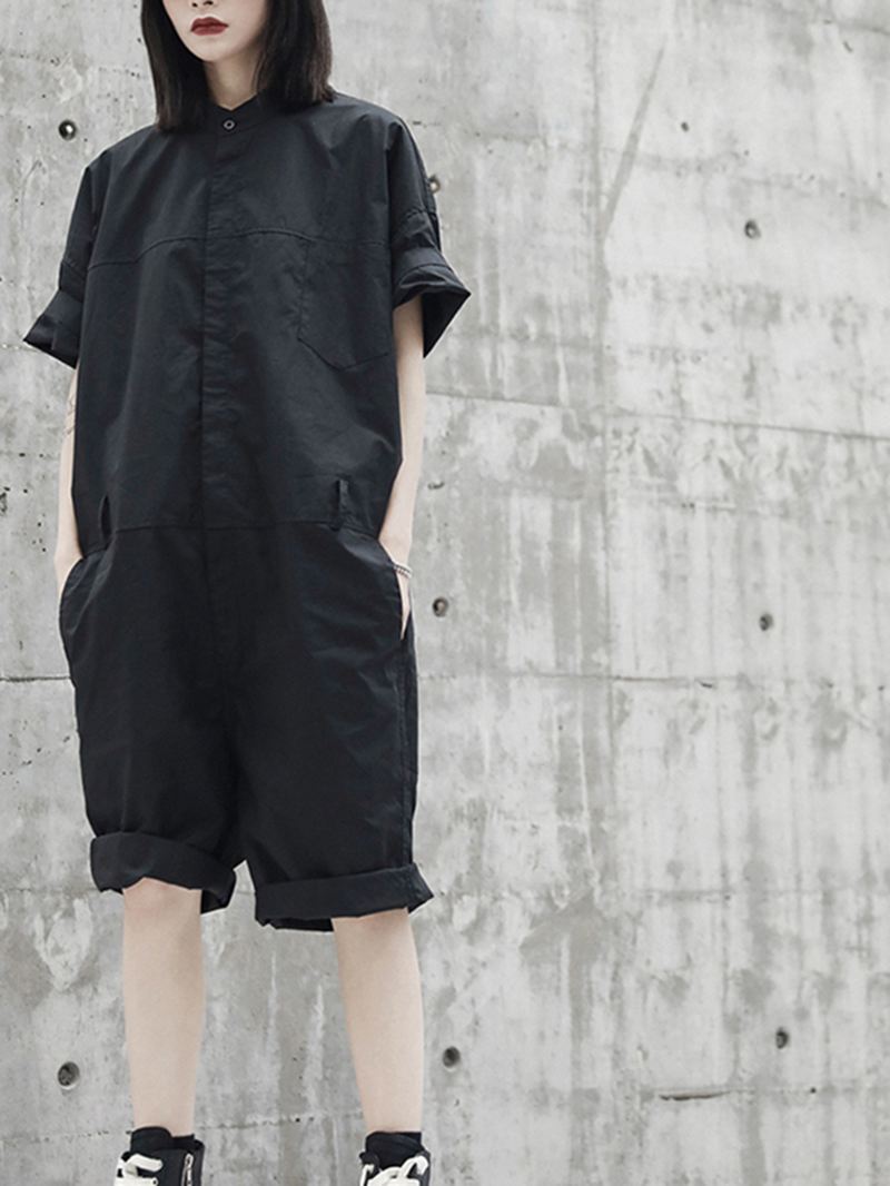 Løse Overalls Til Mænd Button Up Casual Cargo Jumpsuit Streetwear Rompers Bukser