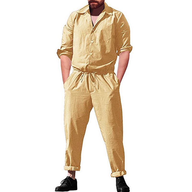 Mænd Casual Romper Langærmet Jumpsuit Stand Krave Militære Overalls Cargo Bukser