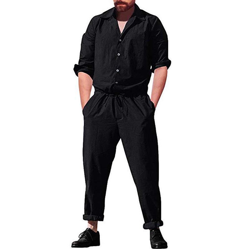 Mænd Casual Romper Langærmet Jumpsuit Stand Krave Militære Overalls Cargo Bukser