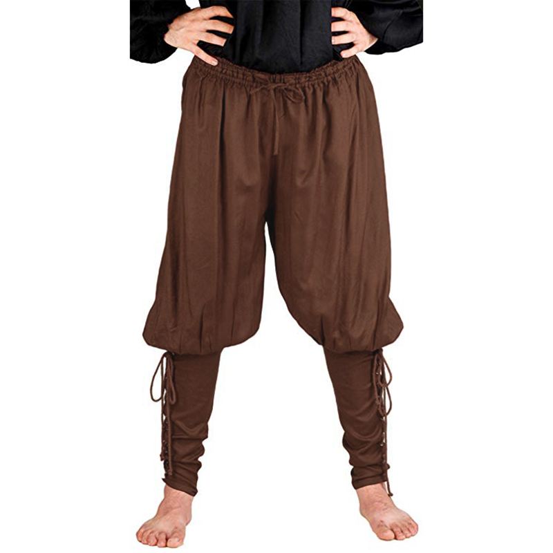 Middelalderlige Renæssance Herre Pirate Knight Bukser Blonde Lange Bukser Shorts