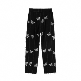 Ming Series Butterfly Full-print Straight Leg Bukser Hip-hop Street Personality Stitching