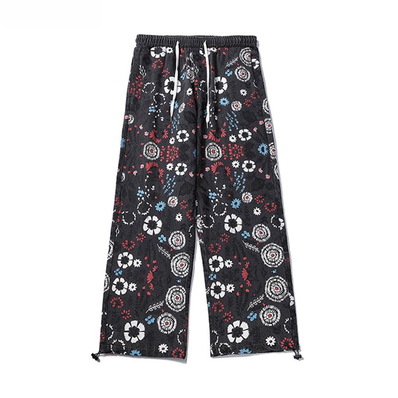 Mode Printing Floral Doodle Printede Jeans Til Mænd