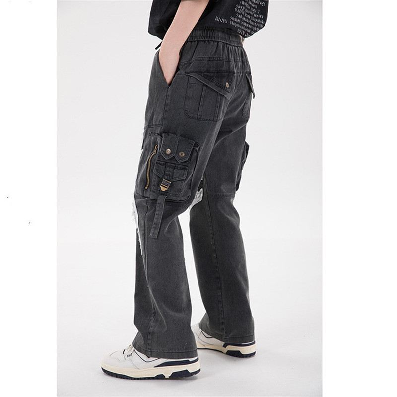 Multi-pocket Lynlås Patch Herrebukser Silhouette Casual Bukser