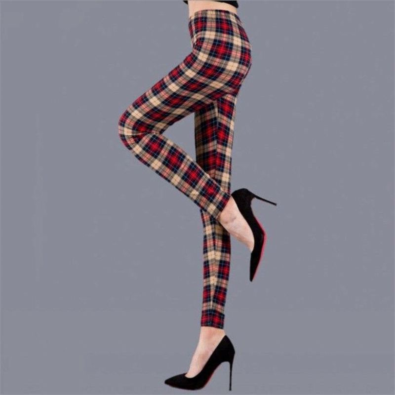 Plaid Leggings Kvinder Sexede Bukser Push Up Leggings Mode Fitness Legg Gym Sporting Bukser Med Høj Talje I Plus Størrelse