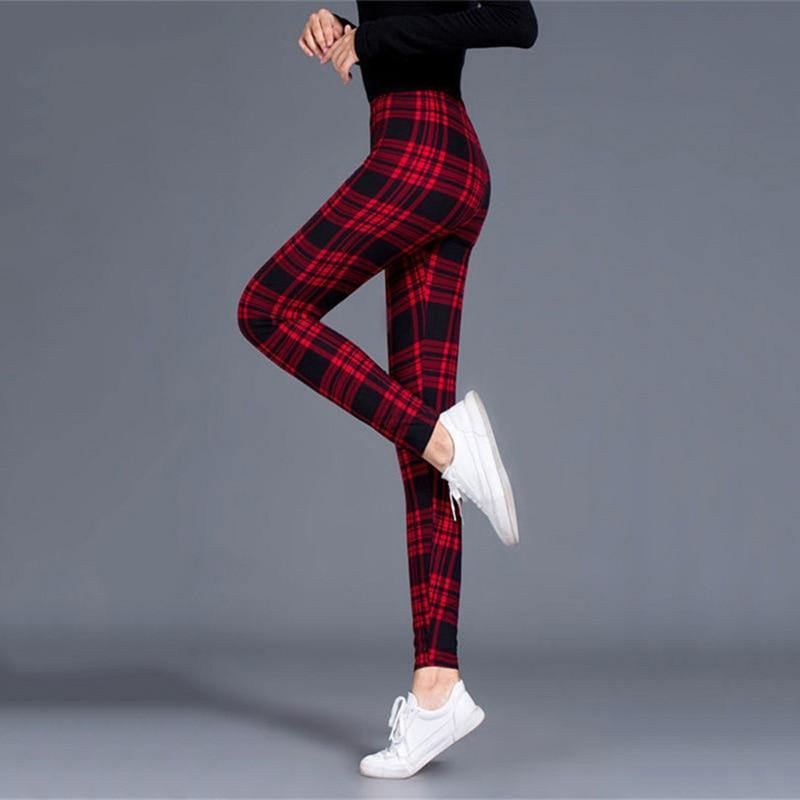 Plaid Leggings Kvinder Sexede Bukser Push Up Leggings Mode Fitness Legg Gym Sporting Bukser Med Høj Talje I Plus Størrelse