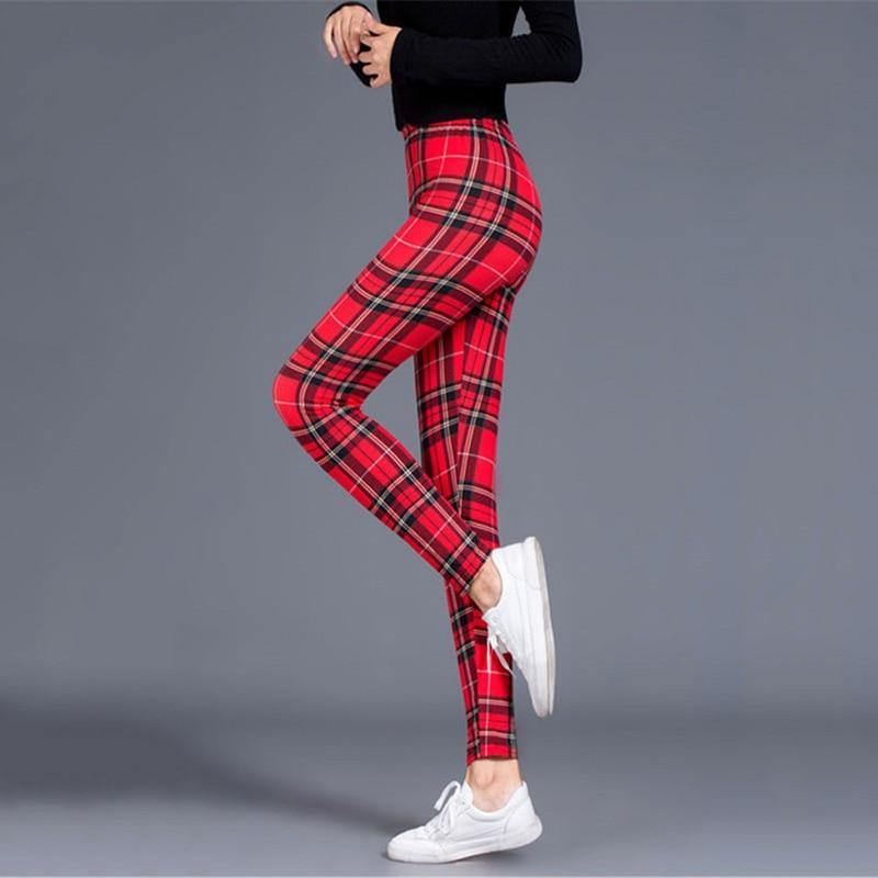 Plaid Leggings Kvinder Sexede Bukser Push Up Leggings Mode Fitness Legg Gym Sporting Bukser Med Høj Talje I Plus Størrelse