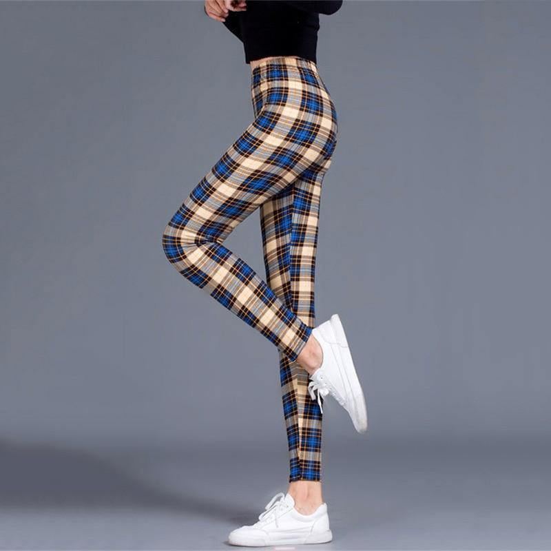 Plaid Leggings Kvinder Sexede Bukser Push Up Leggings Mode Fitness Legg Gym Sporting Bukser Med Høj Talje I Plus Størrelse