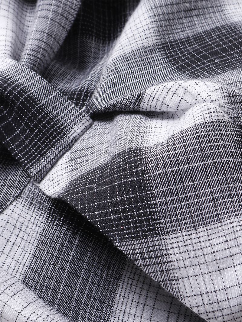 Plaidprint Knotted Pocket Højtaljede Løse Casual Bukser Til Kvinder