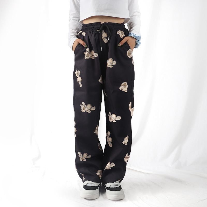 Sommer Harajuku Hip Hop Style Dame Casual Bukser Printede Wide Leg Joggingbukser