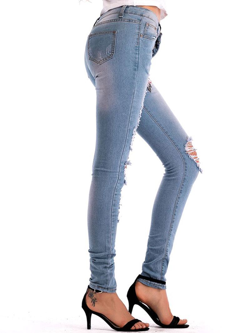 Stretch Højtaljede Skinny Broderi Jeans