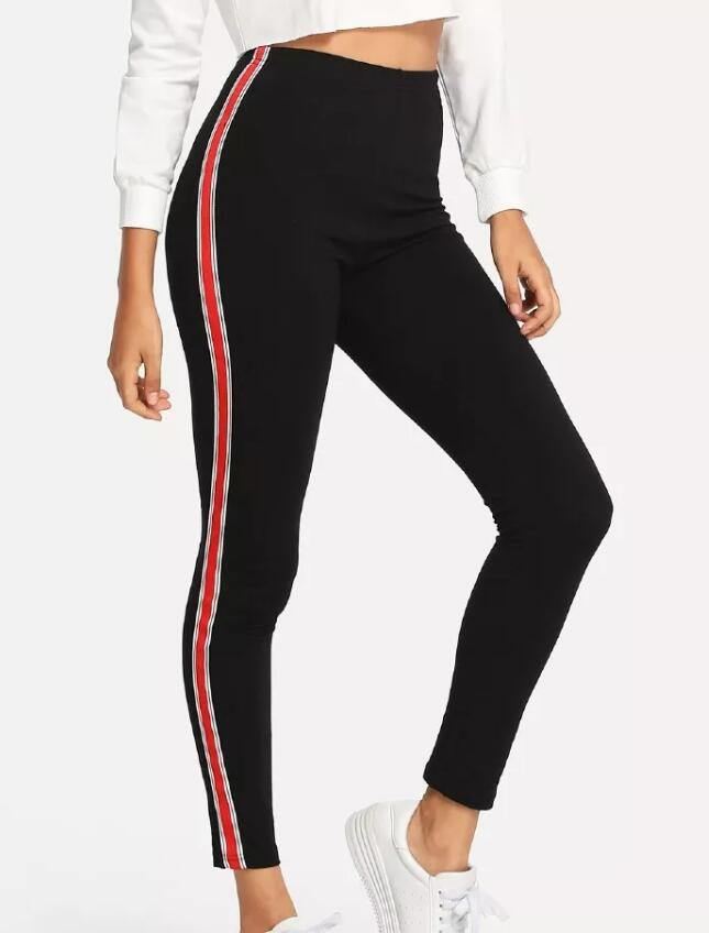 Stripe Tape Side Jeans Streetwear Røde Og Hvide Casual Bukser