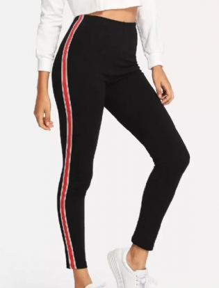 Stripe Tape Side Jeans Streetwear Røde Og Hvide Casual Bukser